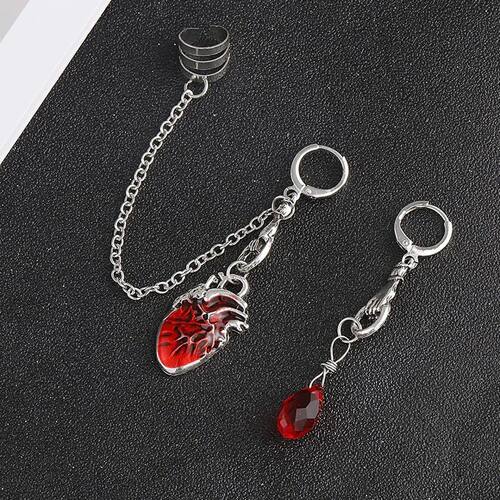 Beating Heart Huggie Earrings Gothic Punk Scary Red Bleeding