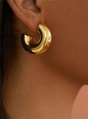 Geomeric Simple Round Gold Silver Color Earring for Women Ne