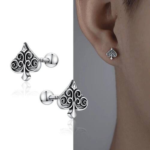 Retro Peach Heart Earrings Men's Trendy Personality High-end