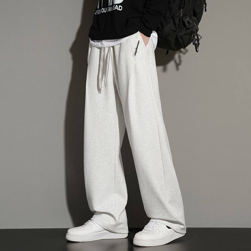 大码弯刀裤男春秋季潮牌运动裤宽松直筒青少年胖子休闲大码男裤子