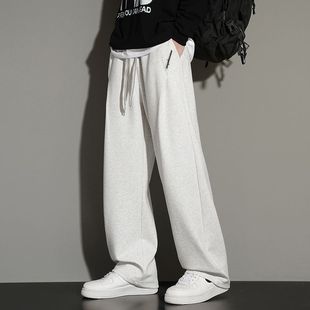 弯刀裤 男裤 男春秋季 宽松直筒青少年胖子休闲大码 子 潮牌运动裤 大码