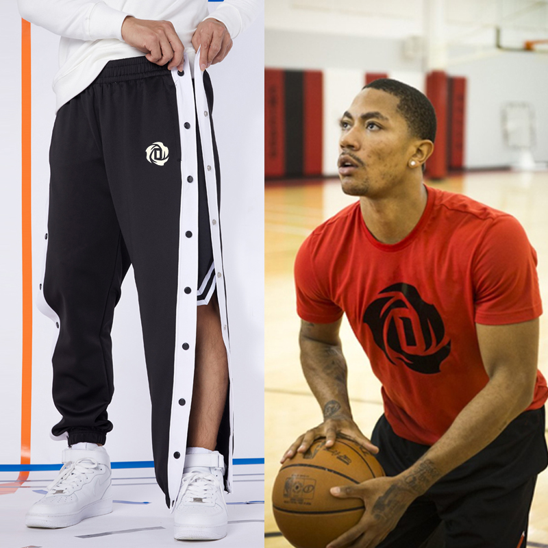 美式篮球训练长裤秋冬季加绒卫裤青少年潮牌全开排扣裤罗斯同款