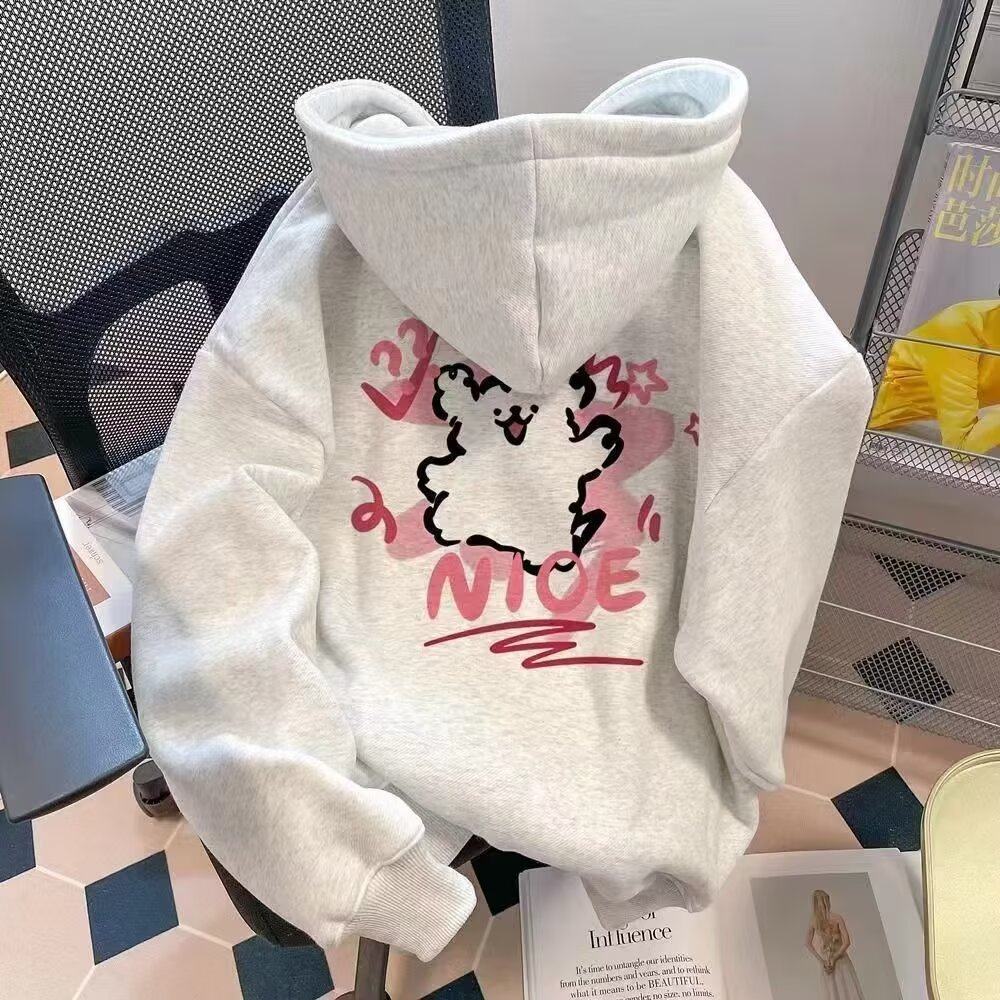 特别的情侣装卫衣春秋款2026新款超火时尚高级感线条小狗连帽外套