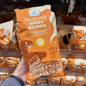 山姆代购MM经典意式拼配咖啡豆中深烘焙浓郁香醇咖啡粉袋装1kg