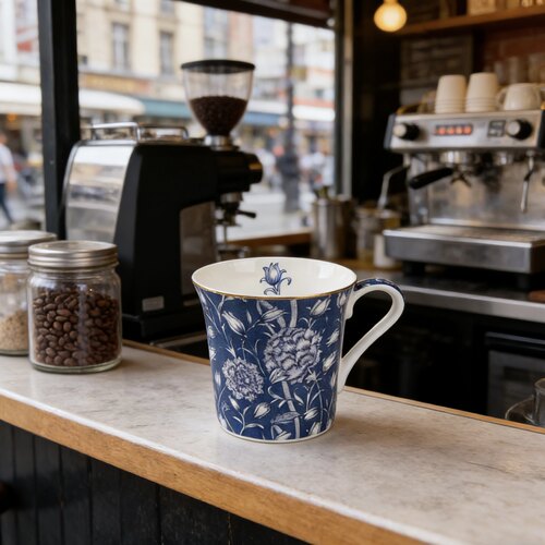 田园风复古镀金骨瓷马克杯