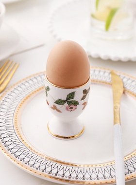 爱莉卡贝叶Erica Beyer 野草莓欧式轻奢镀金骨瓷蛋杯 蛋托白酒杯