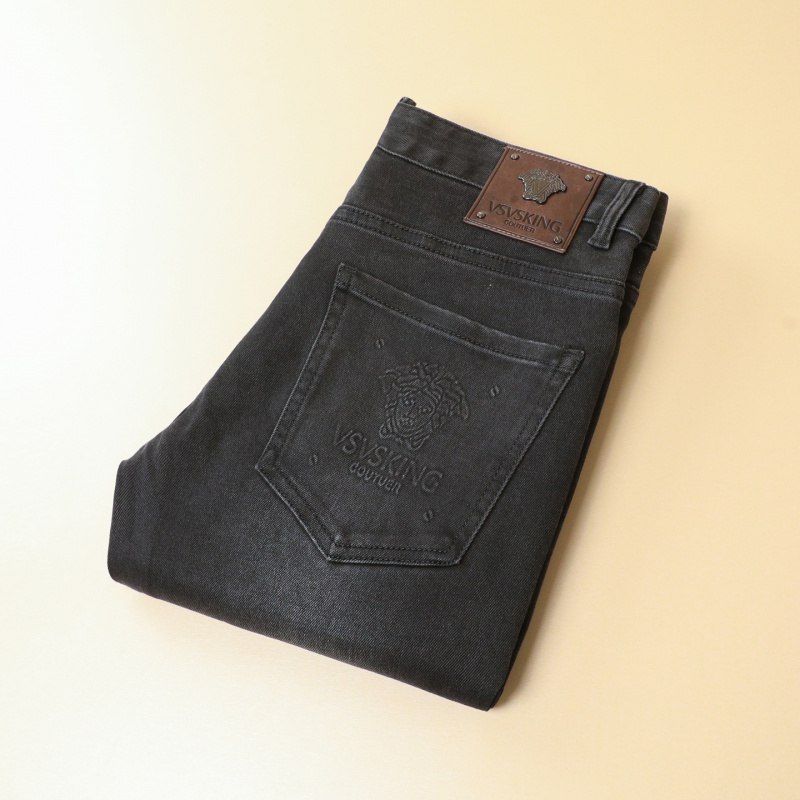 欧美风瓦萨琪 秋冬男士新款牛仔裤 修身时尚弹力小直筒牛仔裤男