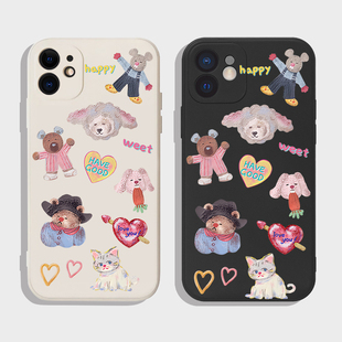 液态硅胶卡通插画少女网红ins风可爱全包手机壳适用于苹果17nova9华为mate70小米15opporenovivo荣耀80iPhone