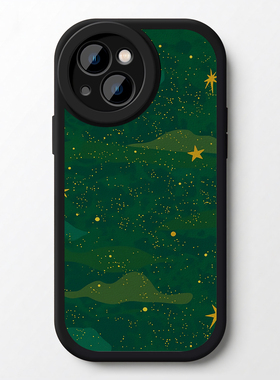 绿色创意星星插画iPhone17手机壳苹果15promax华为p80软小米14新款nova13适用mate60荣耀90vivoX200小羊皮opp