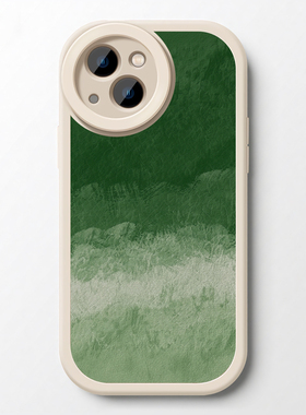 绿色艺术油画苹果17promax手机壳iPhone15plu小米14小羊皮mate60华为nova荣耀300全包pura80软套一加适用vivo
