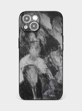 个性手绘抽象插画苹果15手机壳暗黑系iPhone14硅胶13mini防摔11promax软套xs黑白色xr男女款适用67 8pluse2