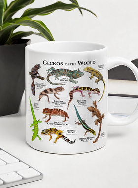 Geckos of the World 世界壁虎创意白色马克杯陶瓷咖啡杯子