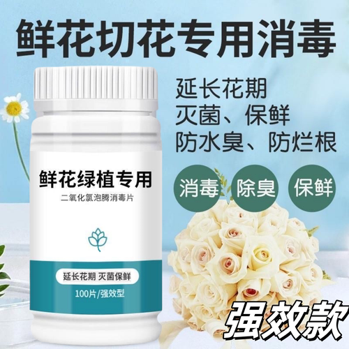 二氧化氯鲜花泡腾片84幼儿园养花绿植专用杀菌片插花卉切花保鲜剂
