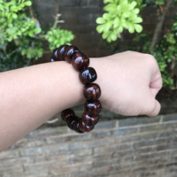 海南黃花梨1.2/1.4手串水波紋帝王紫海黃老料老油梨單圈手串男士