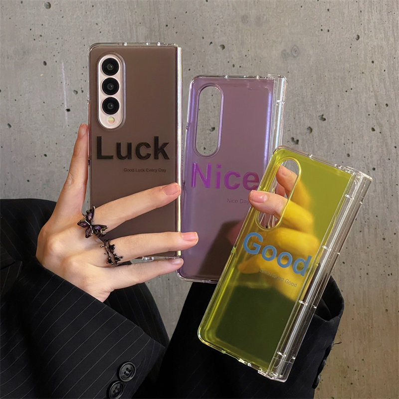 适用于三星fold4个性手机壳zfold3英文折叠保护套心系天下w23防摔硬壳