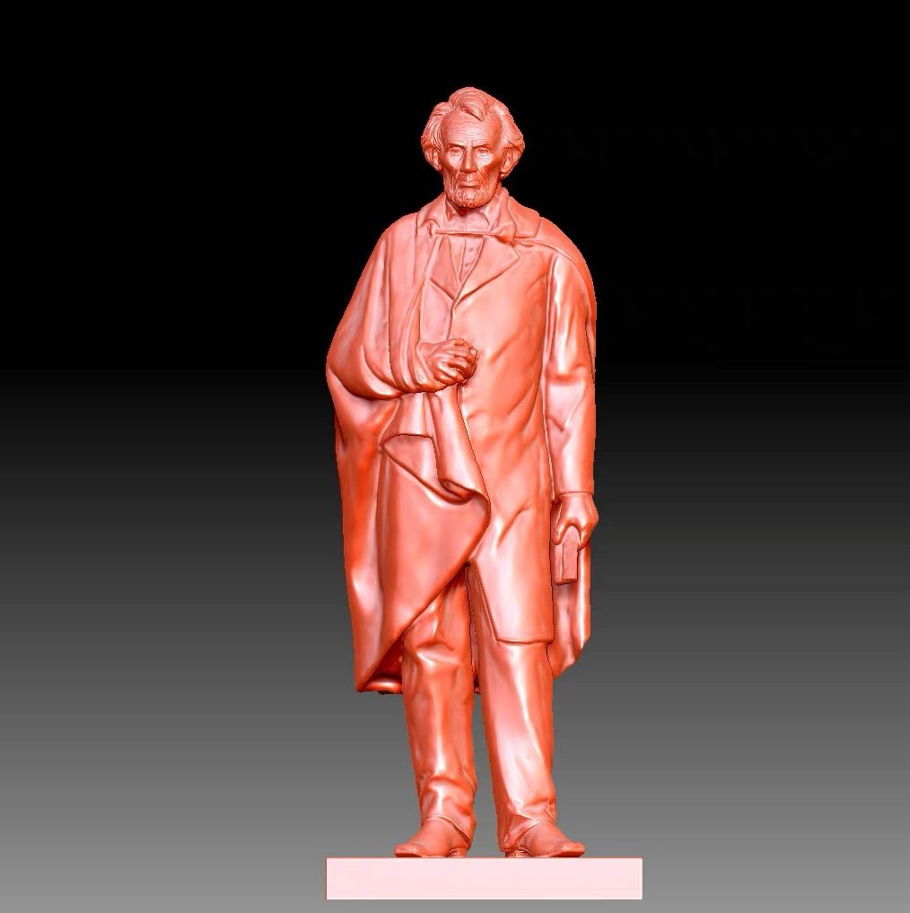 9589林肯圆雕图雕刻机3D打印素材STL格式模型图OBJ精雕水晶雕刻