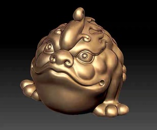 三足金蟾STL格式OBJ格式圆雕图电脑雕刻图立体图雕刻圆雕图水晶雕