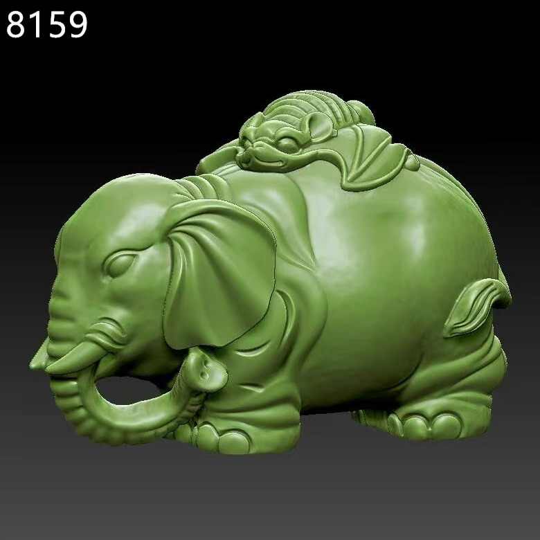 福象雕刻图三维立体图STL obj max格式圆雕图水晶雕刻3D非实物新