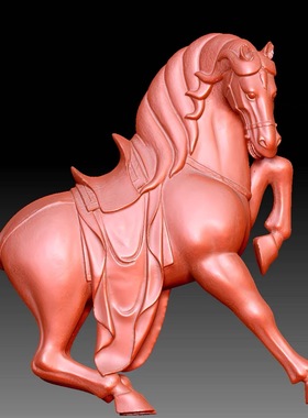 Y764雕刻图三维立体图精雕图圆雕图模型3DSTL生肖马圆雕图水晶雕