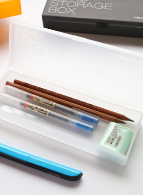 Otaku- 韩国简约文具盒 糖果色图案简单透明磨砂小清新笔盒收纳盒