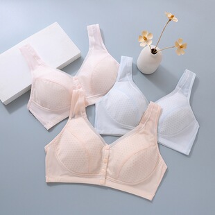 固定杯女士内衣洞洞杯前开扣文胸中老年人背心式透气大码文胸罩