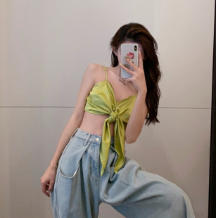 泫雅风同款主播外穿胸罩心机吊带背心女ins港味性感设计感上衣潮