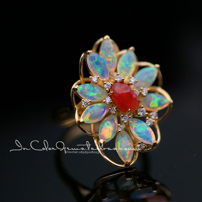 欧泊18k金孤品海螺珠定制