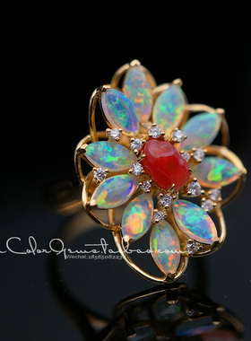 记录春天/海螺珠孔克珠欧泊 18k金配钻 原创孤品/InColor彩定制