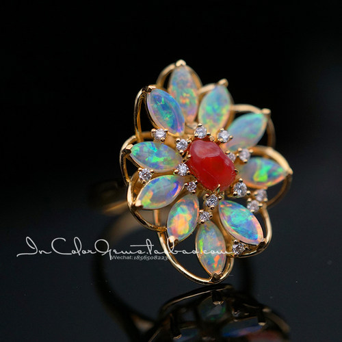 欧泊18k金孤品海螺珠定制