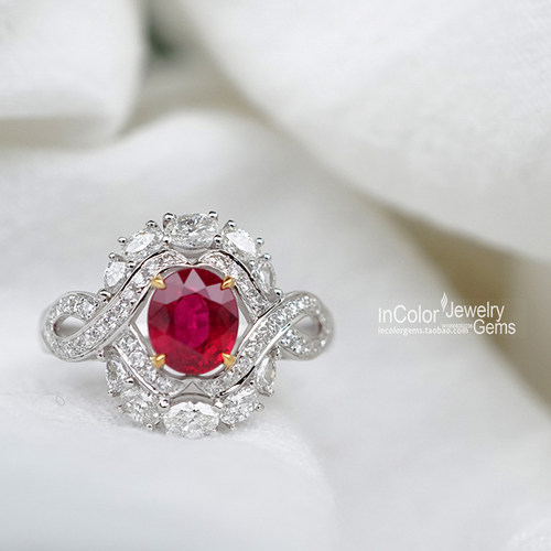 天然缅甸戒指鸽血红定制