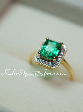 复古系列/天然祖母绿  哥伦比亚18k戒指 鉴赏定制/InColor彩定制