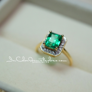 复古系列/天然祖母绿 哥伦比亚18k戒指 鉴赏定制/InColor彩定制