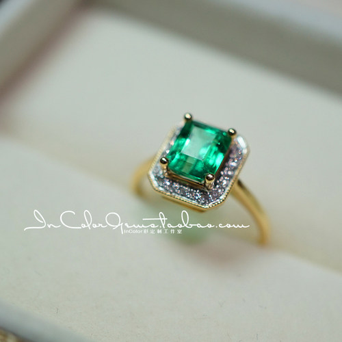 复古天然祖母绿戒指定制