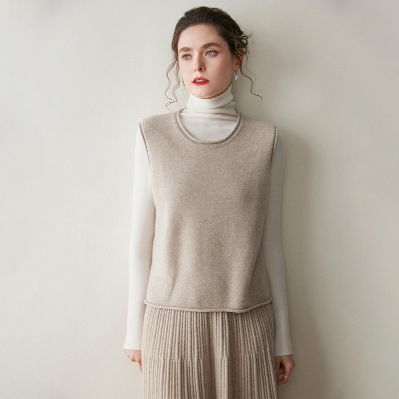 舒适好看！秋冬外搭无袖圆领山羊绒马甲女内搭背心休闲针织坎肩,女装/女士精品,毛针织衫,淘宝优惠券,粉丝福利购,淘宝优惠卷