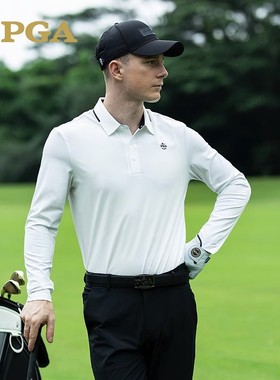 pga高尔夫服装长袖T恤秋冬运动球衣男休闲polo衫翻领设计101321