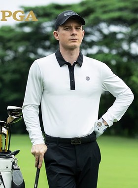 pga高尔夫服装男长袖T恤秋冬运动球衣裤子拼色设计101324/102091