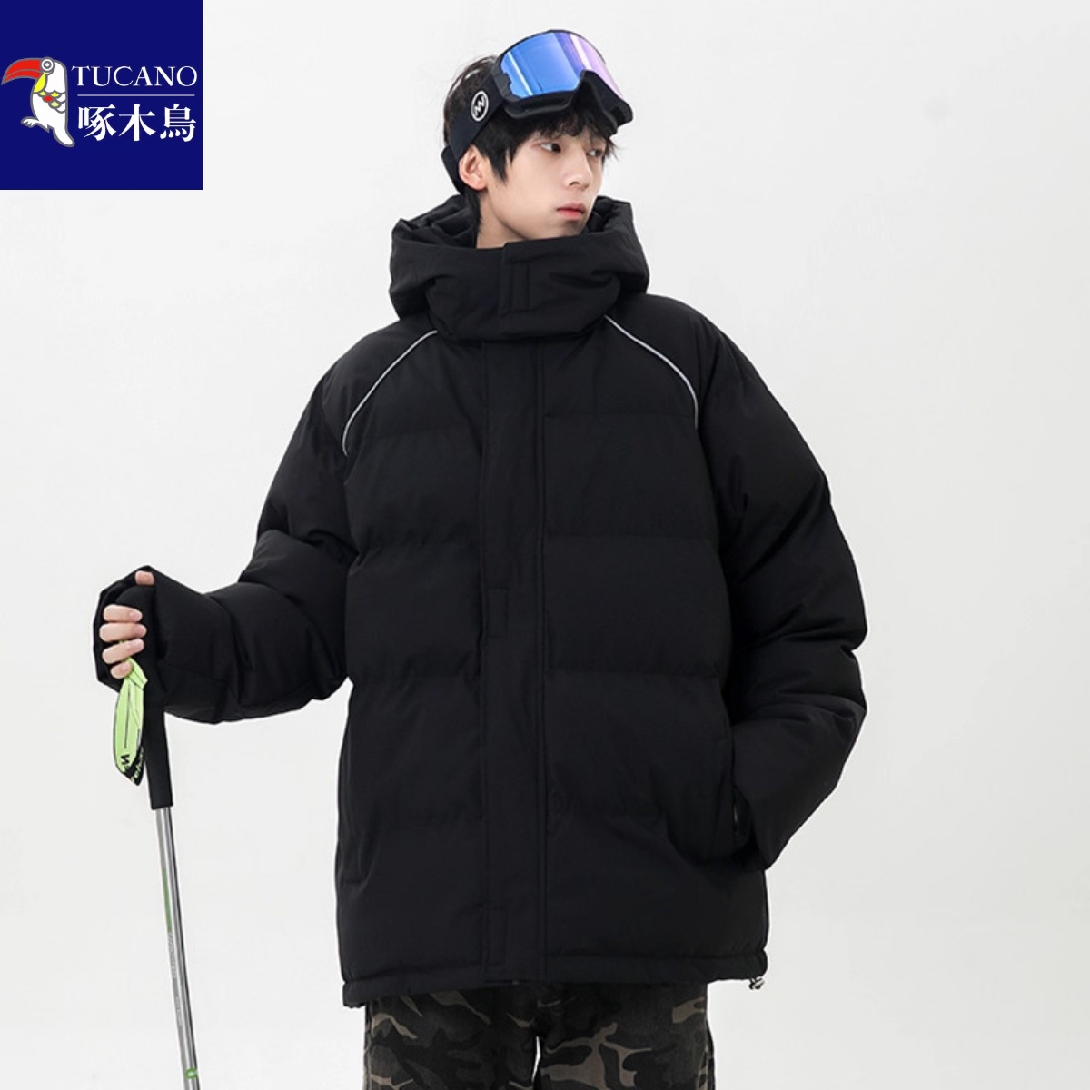 啄木鸟冬季羽绒棉服男女款三防连帽棉衣东北袄子加厚防寒情侣外套