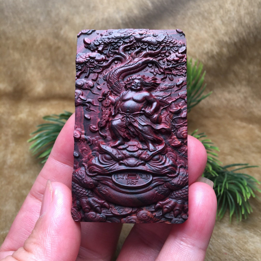 海南黄花梨木雕招财刘海戏金蟾项小众木作