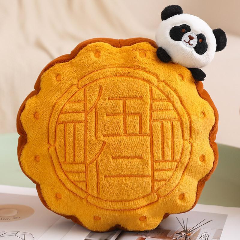 卡通仿真月饼抱枕毛绒玩具花好月圆中秋公司活动礼品月饼挂件