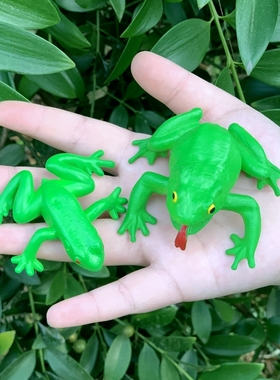 软胶仿真母子青蛙大小黄色幼儿园儿童玩具假动物早教认知益智模型