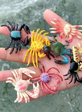 仿真小螃蟹套装迷你可爱彩色幼儿园儿童认知玩具静态海洋动物模型