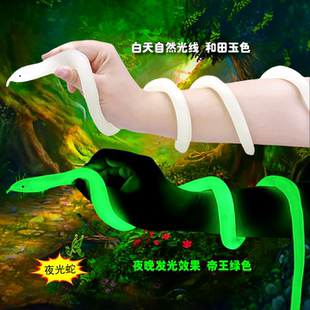夜光软胶蛇仿真蛇白蛇传青蛇玉色眼镜蛇儿童玩具发光假蛇动物模型