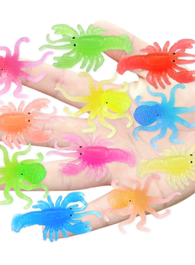 软胶小龙虾小章鱼彩色套装半透明可漂浮无异味幼儿园儿童戏水玩具