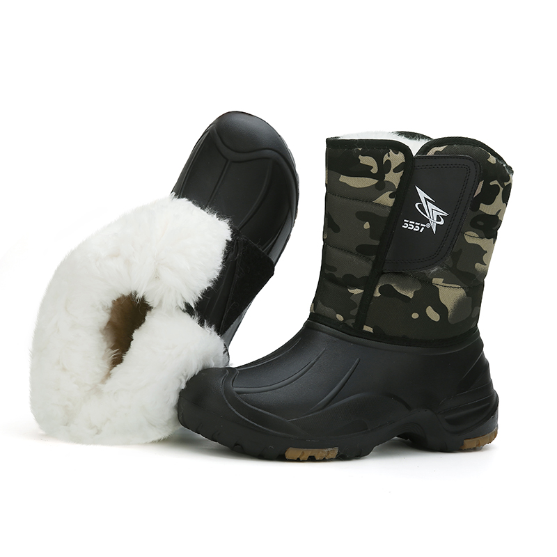 冬皮毛一体户外高筒羊毛雪地靴男防寒保暖钓鱼鞋防水防滑特厚棉鞋