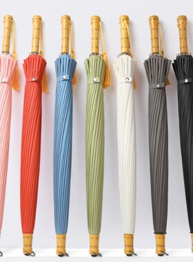 汉服伞流苏仙女古风伞流苏女纯色红色伞中国风长柄防雨伞木制古装