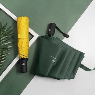 墨绿色雨伞遮阳伞黄色伞折叠黑胶uv伞晴雨两用伞女防紫外线防晒伞