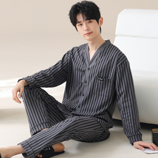 睡衣長袖 寬松可外穿家居服套裝 男款