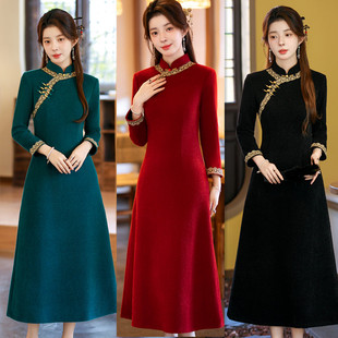 旗袍2025年新款冬季改良高级感新中式国风复古气质绝美显瘦连衣裙