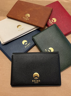 现货BEAMS JAPAN x HIGHTIDE经典富士山皮革名片夹卡包 日本制