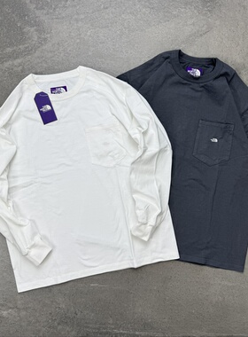 现货TNF日本紫标8oz L/S Pocket 26ss天竺棉长袖/短袖T恤N25FT063